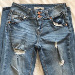 Ripped denim skinny jeans